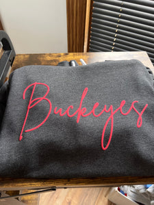 Buckeyes Cursive Puff Design