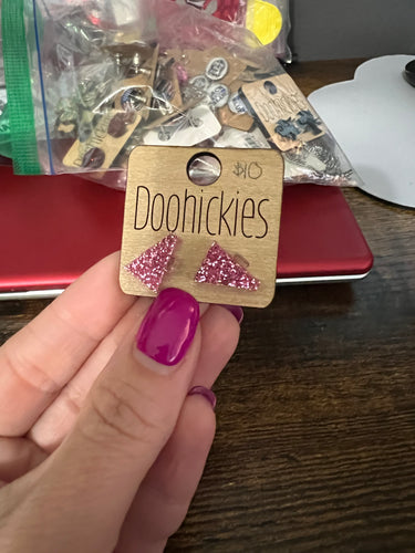 Glitter Pink Megaphone Studs