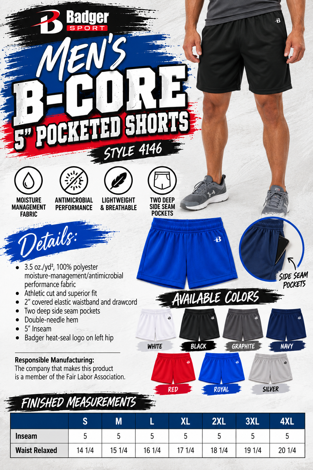 Men's B-Core 5" Pocketed Shorts